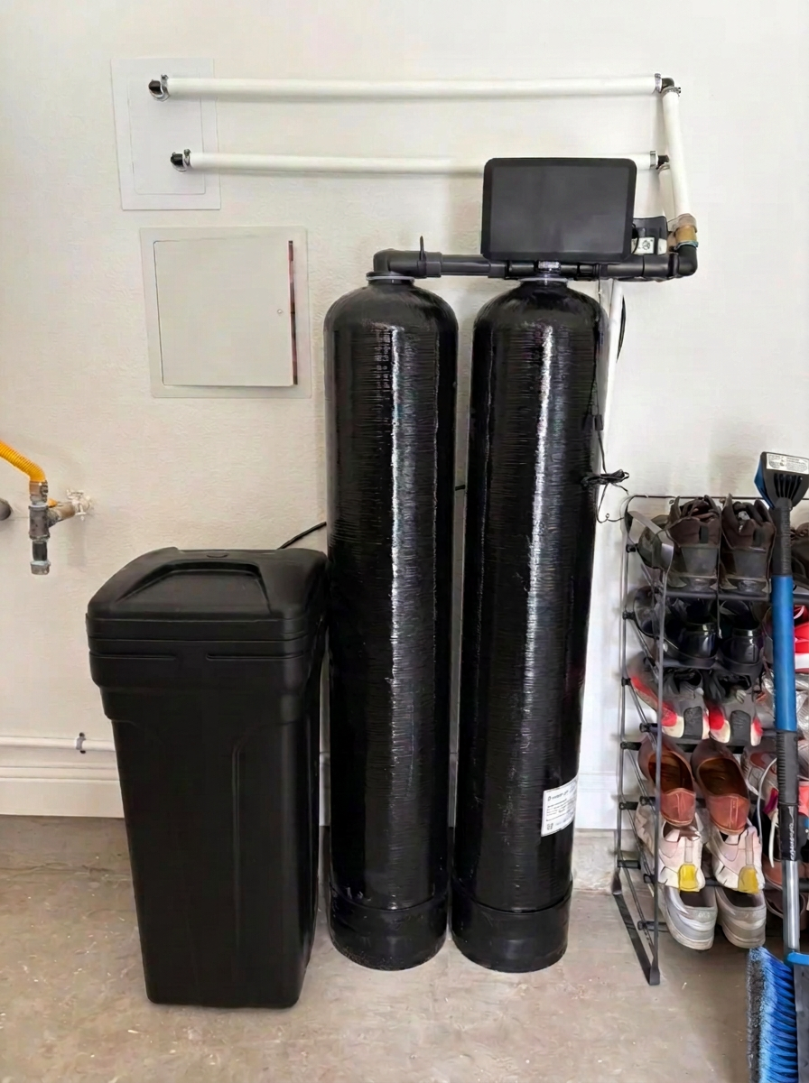 Rightway Water Co whole-home water softening and filtration system installed in a utility room
